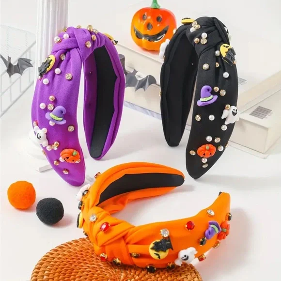 Orange Halloween Embellished Headband - Picture 2 of 3